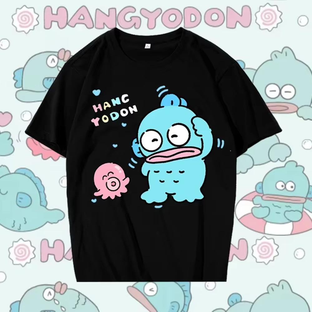 Cute Hangyodon Printed Shortsleeved Tshirt Summer Casual Loose Cotton Tops Womens Cartoon Clothes Tshirt Comfortable