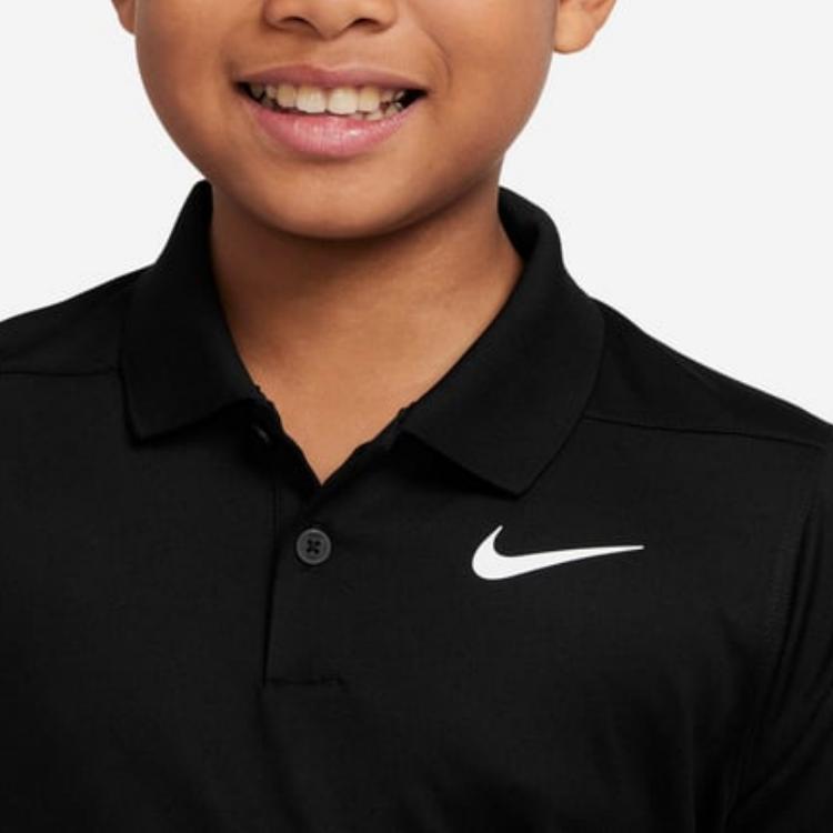 Nike Kids Dri-FIT Victory Solid Logo Short Sleeve Polo Shirt Kids Tops Black DN1970-010