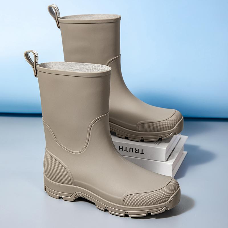 

Women s Rain Boots. Fashionable For Outdoor Wear. Waterproof. Mid-calf. Large Sizes Available. Slip-resistant. Thick-sole. Suita 41 бежевый