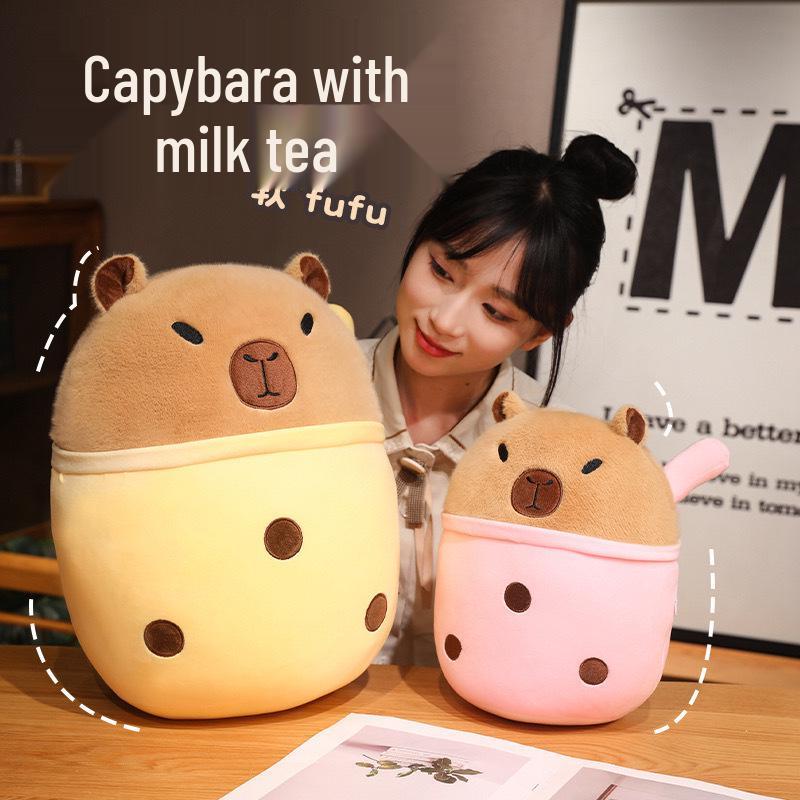 

Capybara Milk Tea Plush Doll - Cartoon Stuffed Toy & Pillow Gift 20cm