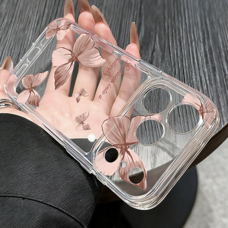 Shockproof Clear TPU Case For iPhone 17 16 Pro 15 14 13 12 Pro Max 11 Transparent Soft Silicone Butterfly Pattern Phone Cover