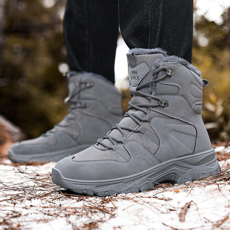 Zimní nové velkokapacitní vysoké teplé protiskluzové sněhule outdoorové horolezecké hromaděné zahuštěné trendy všestranné bavlněné boty