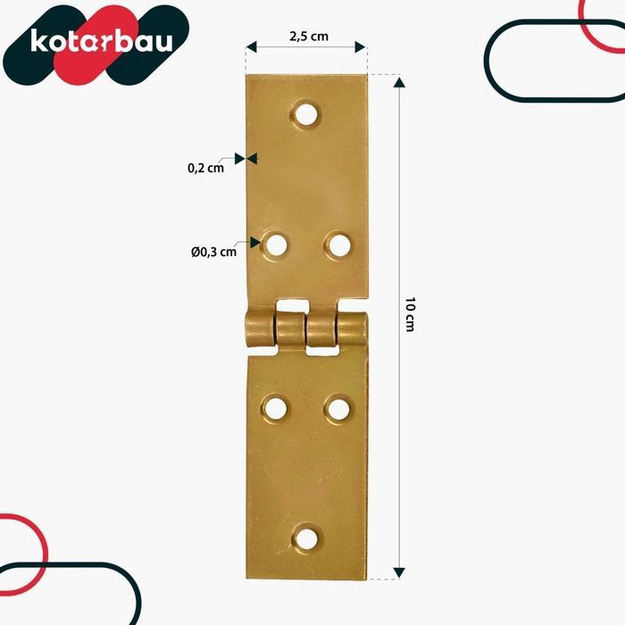 Set de 10 Charnières de caisse KOTARBAU Charnière de meuble - Charnière de table et d'armoire - Fabriquée en Métal - 100 x 25 mm