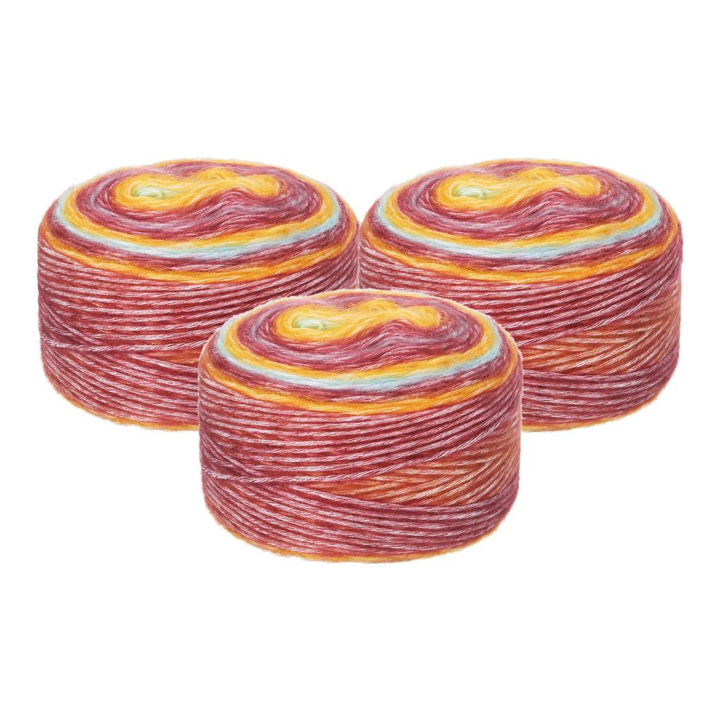 3Pcs Gradient Cake Cotton Yarns, Soft Rainbow Yarn Ball for Knitting and Crocheting Craft Project (300g X 3, 245M L Each) 100g
