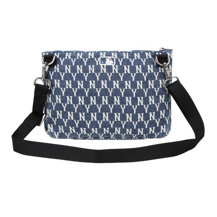 New MLB Denim With Polyester Shoulder Bag, Crossbody Bag Regular Unisex Denim Blue 32BGDX011-50U