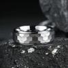 Fashion 8mm Silver Color Stainless Steel Rings For Men Hammered Hexagon Pattern Men Engagement Ring Anniversary Jewelry Gifts