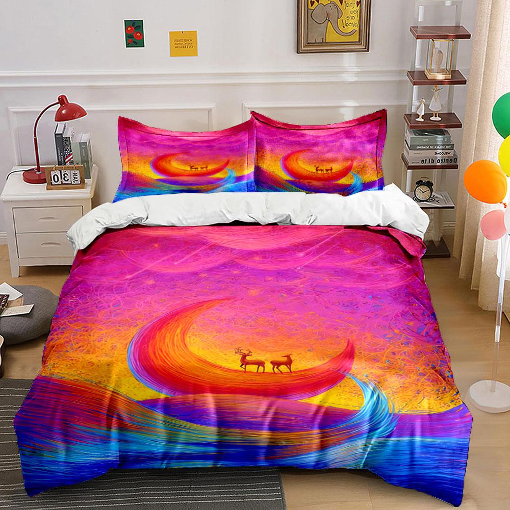 

Deer on crescent moon. Bedding sets Duvet cover sets Duvet covers Pillowcases(1 * Duvet Cover 2 * Pillowcases, without duvet insert) 135x200cm
