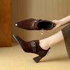 Fashion NEW Spring/Autumn Women Pumps Sheep Suede Leather Shoes for Women Pointed Toe Chunky Heel Shoes Belt Buckle High Heel Shoes