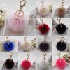 Luxurious Charm Key Ring Rabbit Fur Ball Pompom For Cell Phone And Car Keychain
