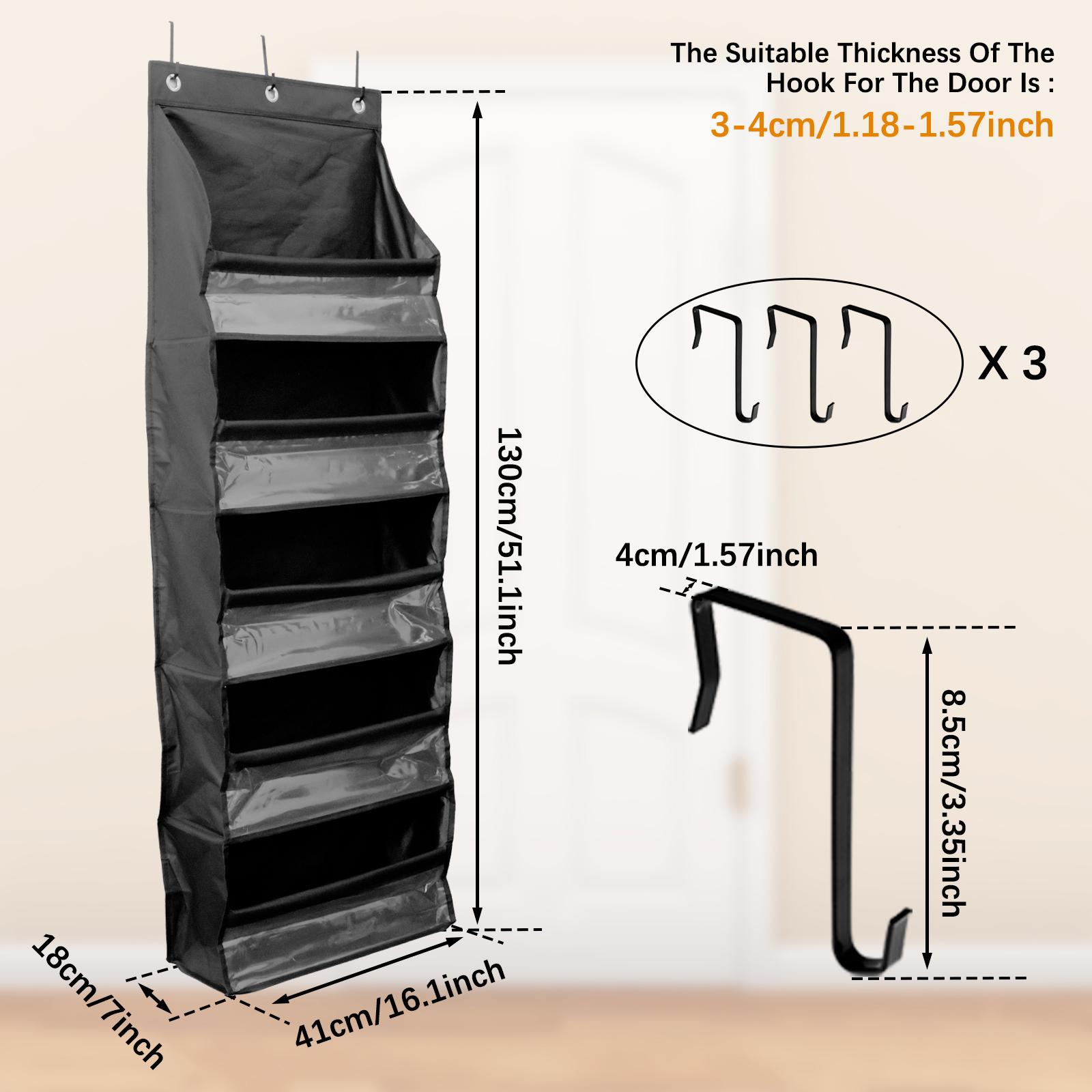 

5-Shelf Over The Door Organizer Oxford Cloth Hanging Behind Door Shelf with 3 Hooks and Clear Window Large Capacity Storage Bag