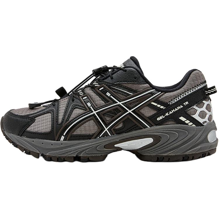 New ASICS Gel Kahana TR Slip Resistant, Abrasion Resistant, Breathable Low Top Kids' Running Shoes Black Gray Unisex 1204A183-020