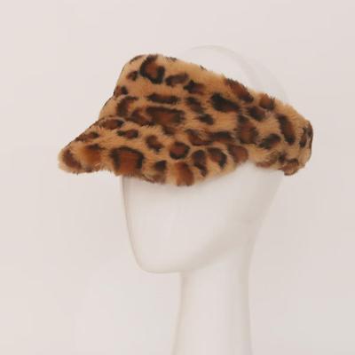 Leopar Desenli Suni Kürk Yuvarlak Kenarlı Şapka: Bayan Peluş, Sıcak, Moda Sonbahar/Kış Şapka