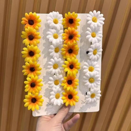 10Pcs Sunflower Hair Clips Mini Flower Hairpins Bang Pigtail Hair Pins Women Beach Wedding Bridesmaid Hair Accessories