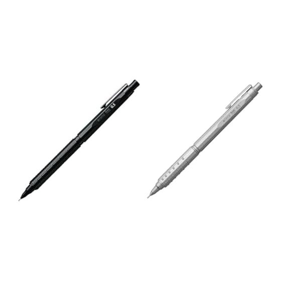 Pentel Orenz Nero 0.5mm Mechanical Pencil PP3005-A + Pentel Orenz AT 0.5mm Silver Mechanical Pencil XPP2005-Z