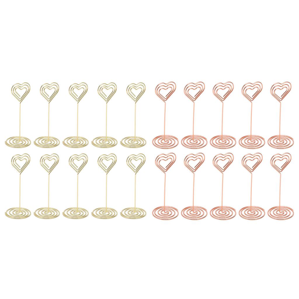 10Pcs Table Number Stands Layered Heart Style Stable Base Electroplated Metal Place Card Holder for 