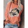 Fashionable Women's Round Neck Long Sleeve T-shirt Trendy Autumn/winter Cat