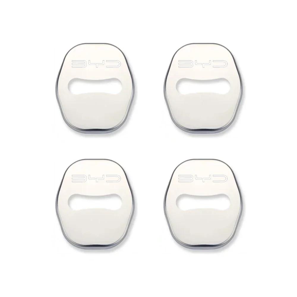 4PCS Car Styling Door Lock protective Cover Logo Stainless Steel  For BYD Atto3 Han Tang Seal SealU Seal Dolphin E2 серебряный