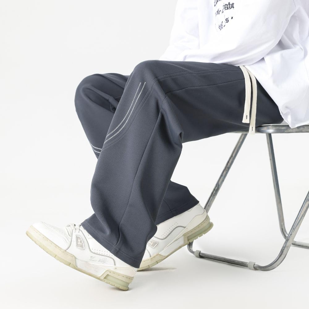 Aaronlive Casual Work Solid Straight Loose Simple Sports Stylish Fall Drape Casual Blue Size 2XL Men's Spring/Autumn Pants, Pants, Color, Leg, Fit,