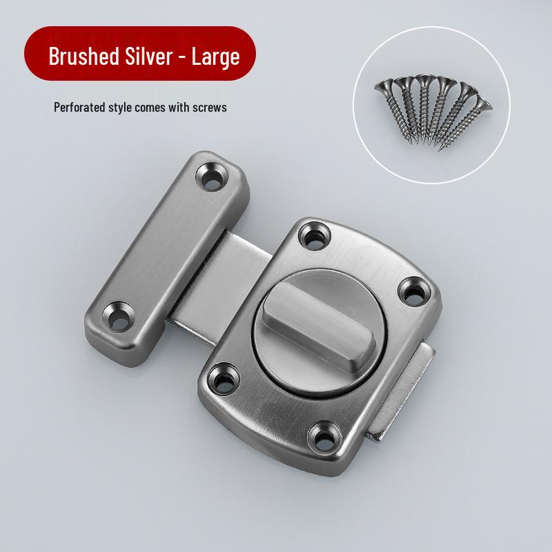 Anti-Theft Zinc Alloy Door Lock: Hole-Free Sliding Door Bolt, Left/Right Rotation, Thickened Security Buckle.