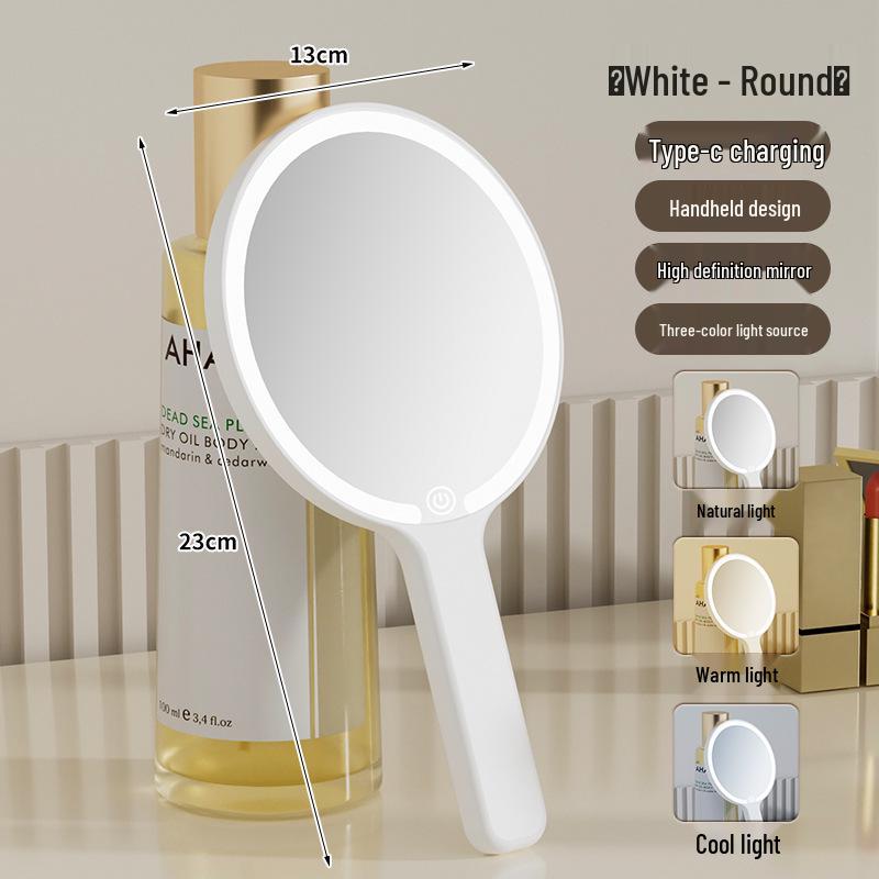 Portable LED Handheld Makeup Mirror with Customizable Light for Beauty and Dressing Table