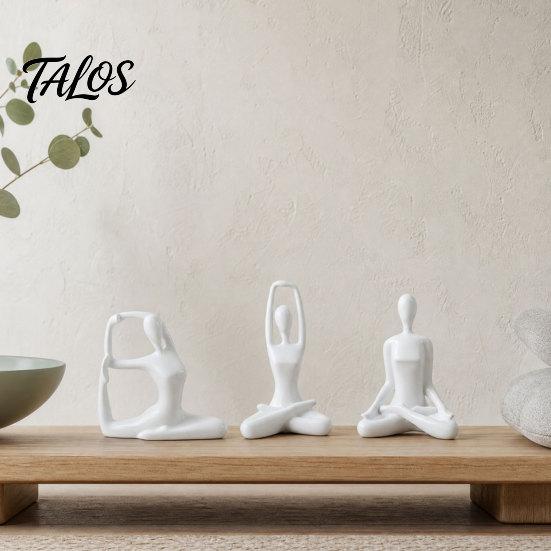 Conjunto de Esculturas Abstratas de Figura de Yoga Talos 3 Peças, Dançarina Oca com Acabamento Brilhante Dourado Prata Fosco Preto Nude, Decoração Moderna para Mesa de Escritório Quarto Sala