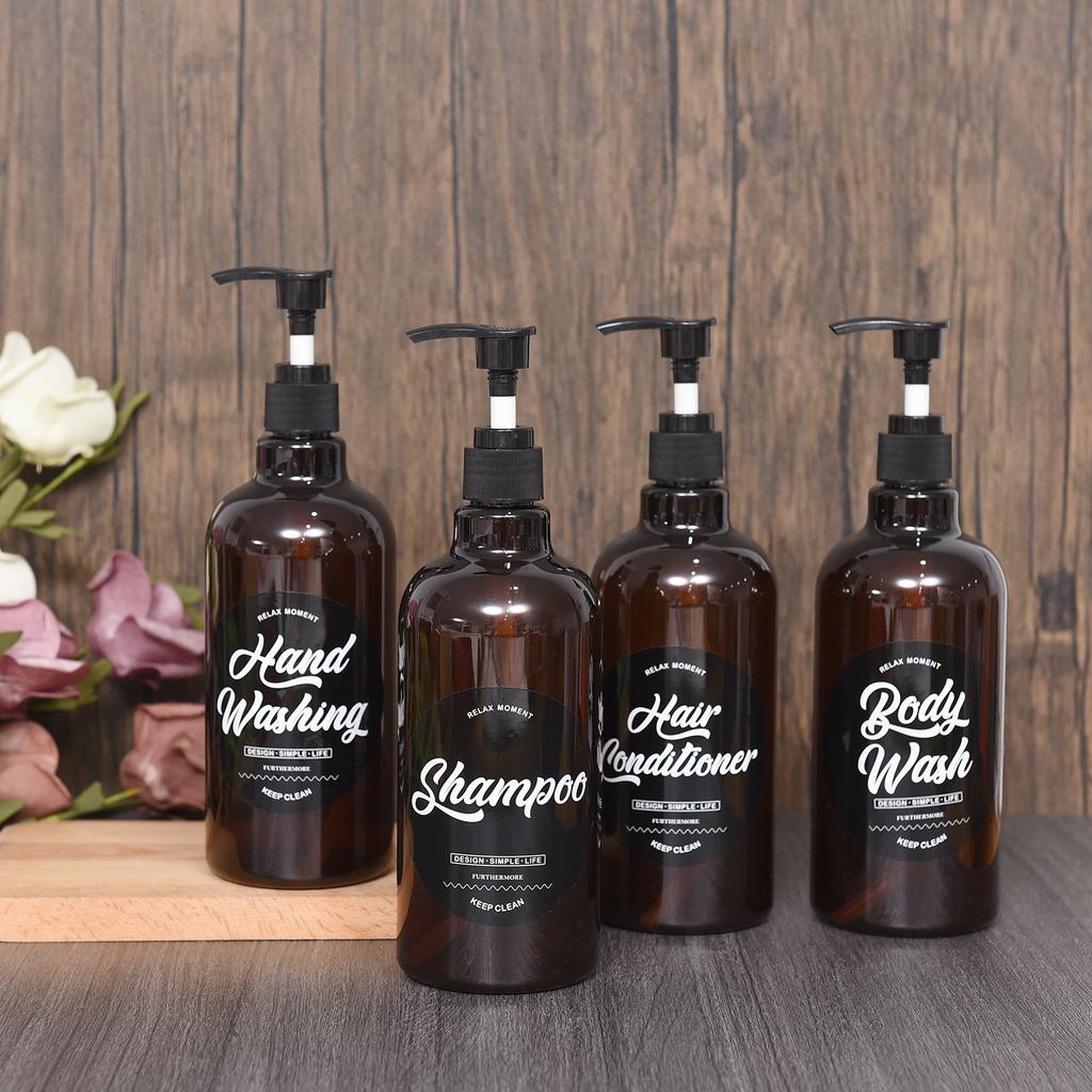 Nordic Style Refillable Dispenser Bottle for Lotion Shampoo Body Wash Conditioner Pump Bottle Plastic Empty Travel Portable 300ml