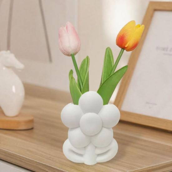 3D Printed Flower Shape Makeup Brush Holder, Floral Pen Pencil Holder, Aesthetic Cute Flower Home Decor, Desktop Organizer for Home Office