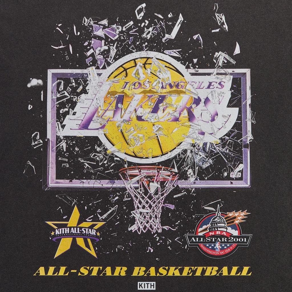 Kith For NBA All-Star Los Angeles Lakers Shattered Backboard Vintage T-Shirt 'Black' Men's KHM034949-001