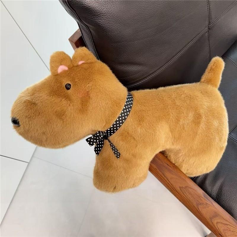 

Cartoon Dog Plush Cushion With Embroidered Animal Design For Home Decor And Office Back Support коричневий