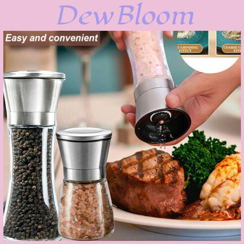 Premium Salt Pepper Grinder Set 304 Stainless Steel Glass