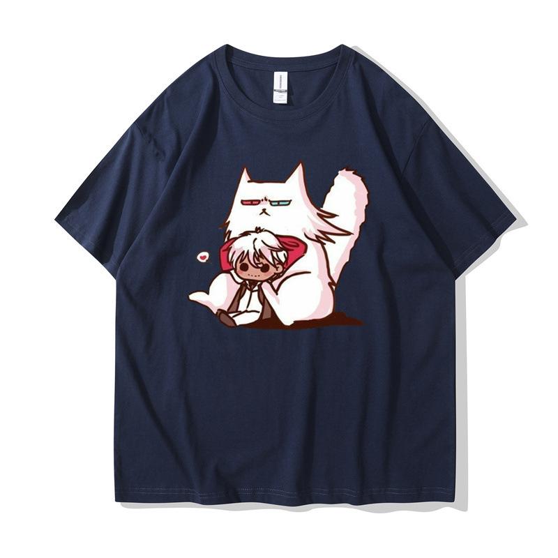 Nové anime kreslené 2D tištěné volné párové tričko kulatý výstřih pánské a dámské unisex trička s krátkým rukávem