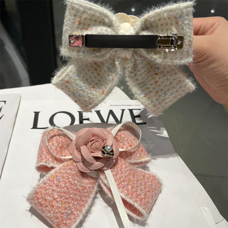 Handmade Fabric Camellia Flower Bow Hair Clips Barrettes Headdress Spring Clip For Women Girls Ponytail Hair Accessories