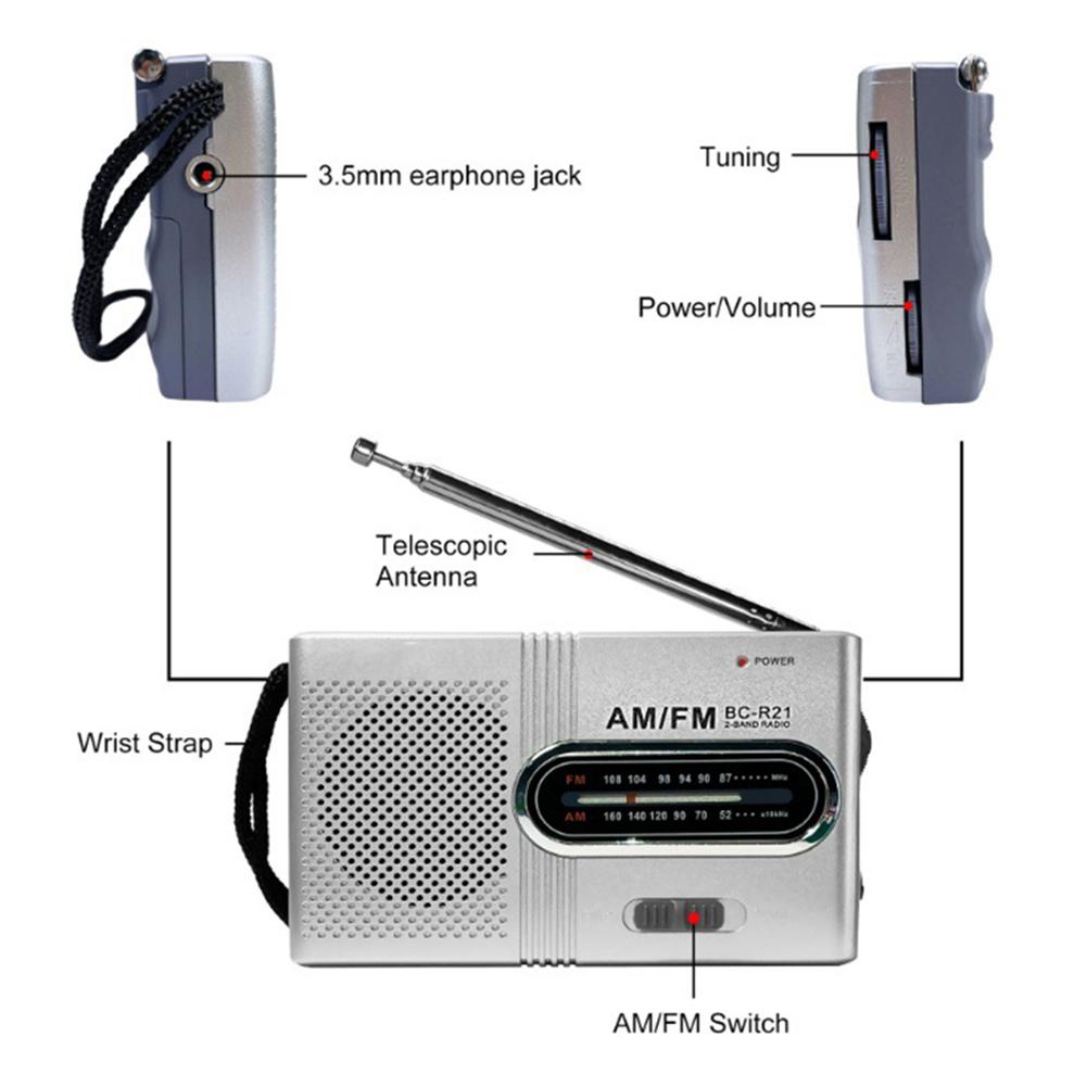 Portable AM FM Radio Battery Powered Mini Vintage Radio Receiver with Antenna Easy To Use Dual Band Radio for Indoor Outdoor