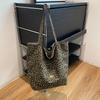 Bolso de Lona de Estampado de Leopardo Doble Cara, Bolso de Hombro, Bolso de Mano de Gran Capacidad, Bolso Tote de Gran Capacidad