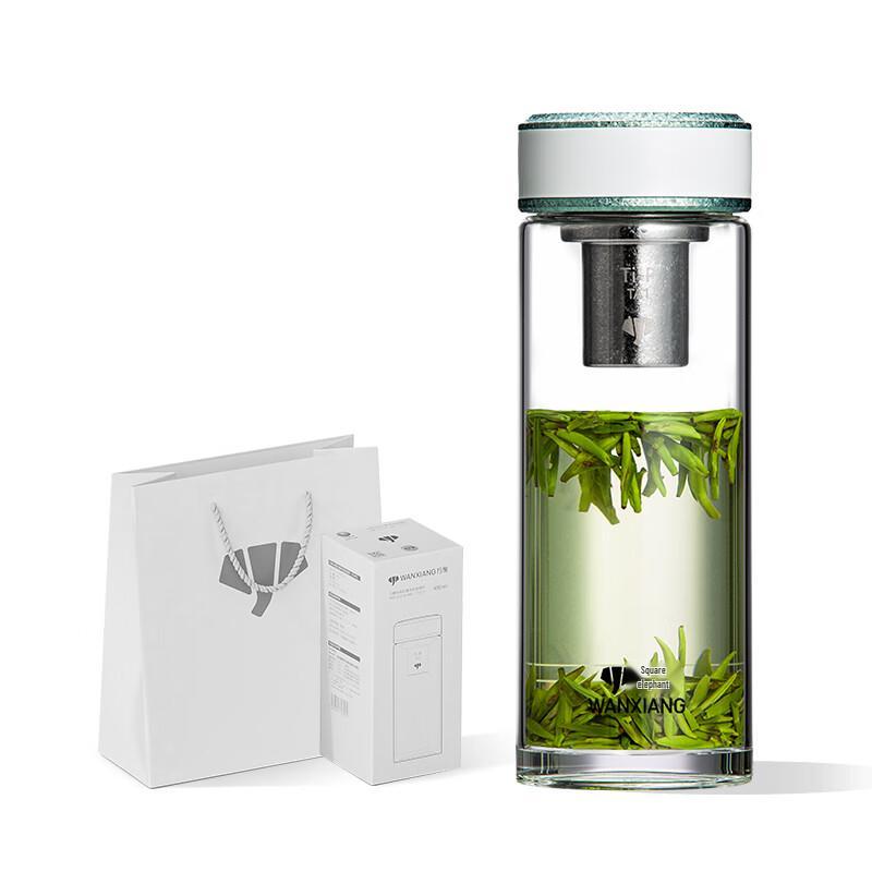 Titanium Silver Antibacterial Borosilicate Glass Tea Infuser Bottle TU48