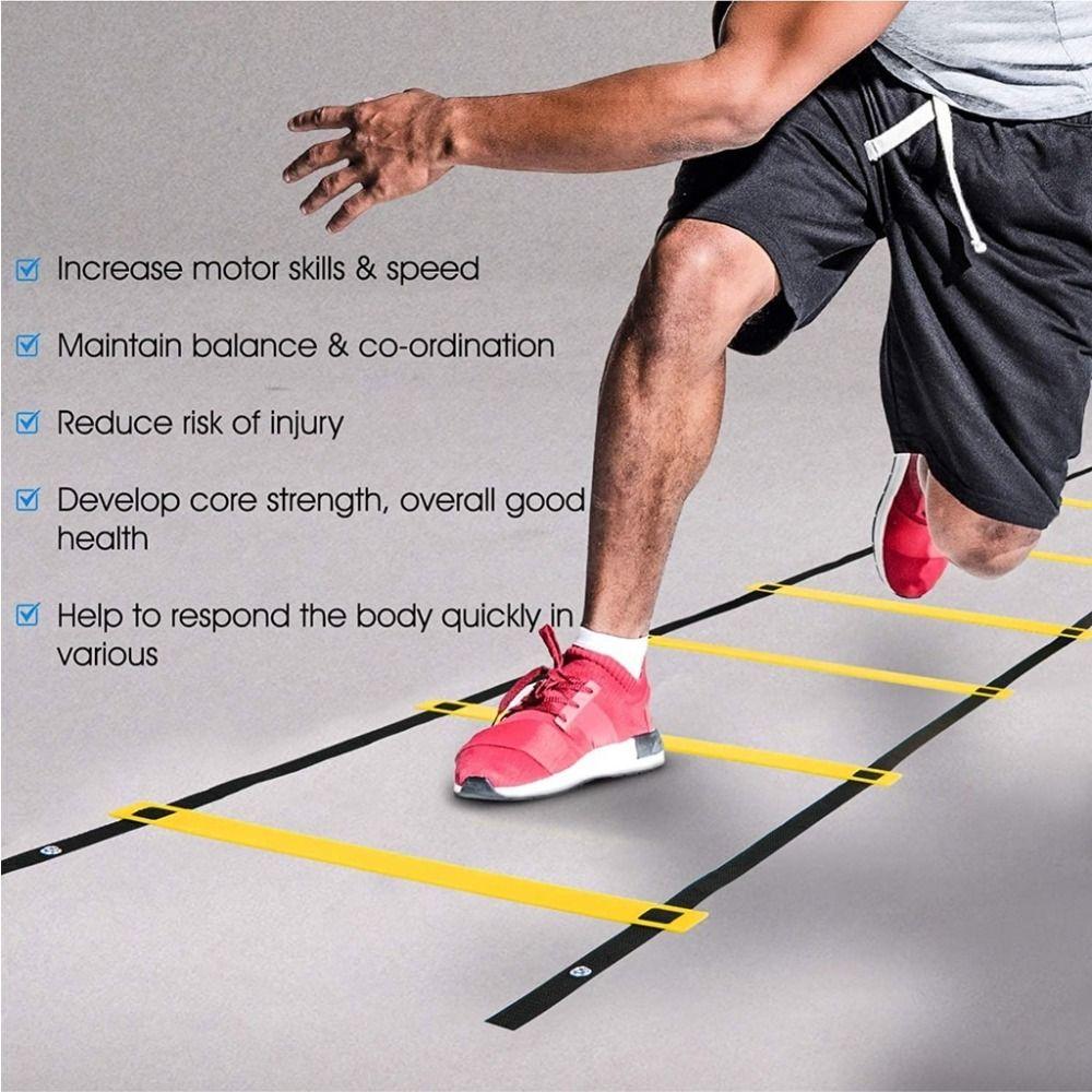 Yellow Agility Training Ladder Adjustable Rungs Speed Ladder Fitness Feet Speed