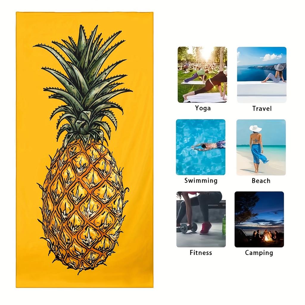 1PC Tropical Pineapple Beach Towel Polyester Quick Dry Travel Towel Unisex Lightweight Soft for Swimming Camping Surfing Beach E