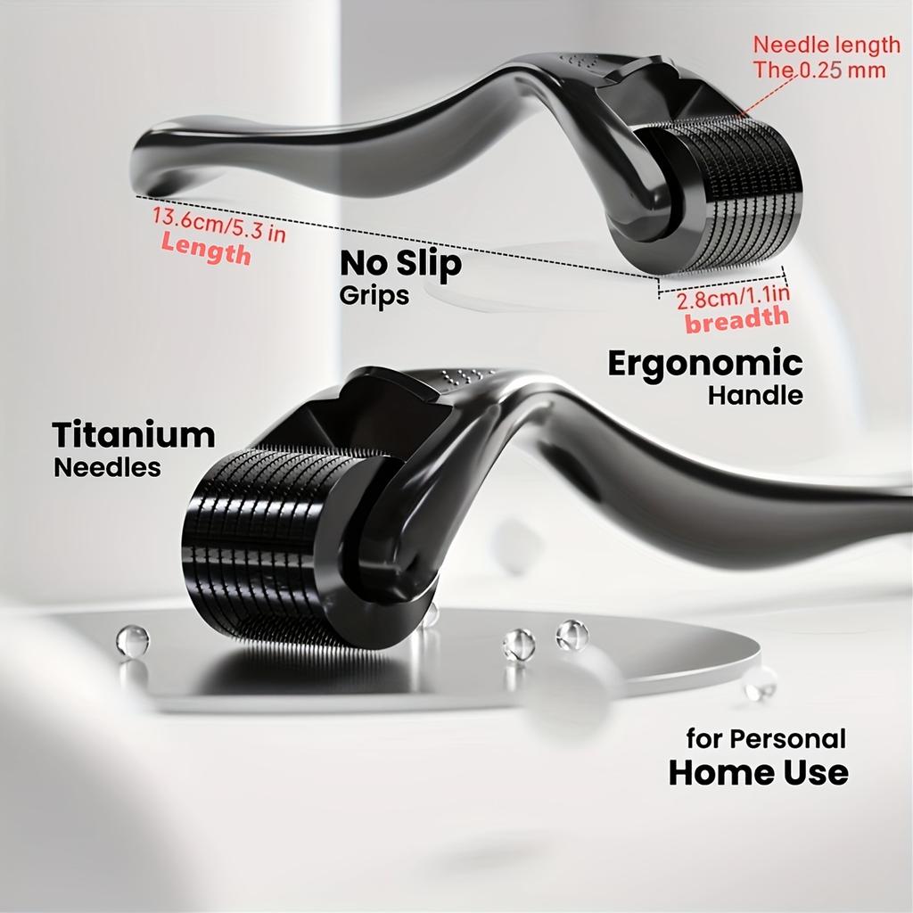 1pc Stainless Steel Black Facial Roller,0.25mm Precision Massager, Gentle Exfoliating Tool, Ideal Gift for Skincare Daily Use