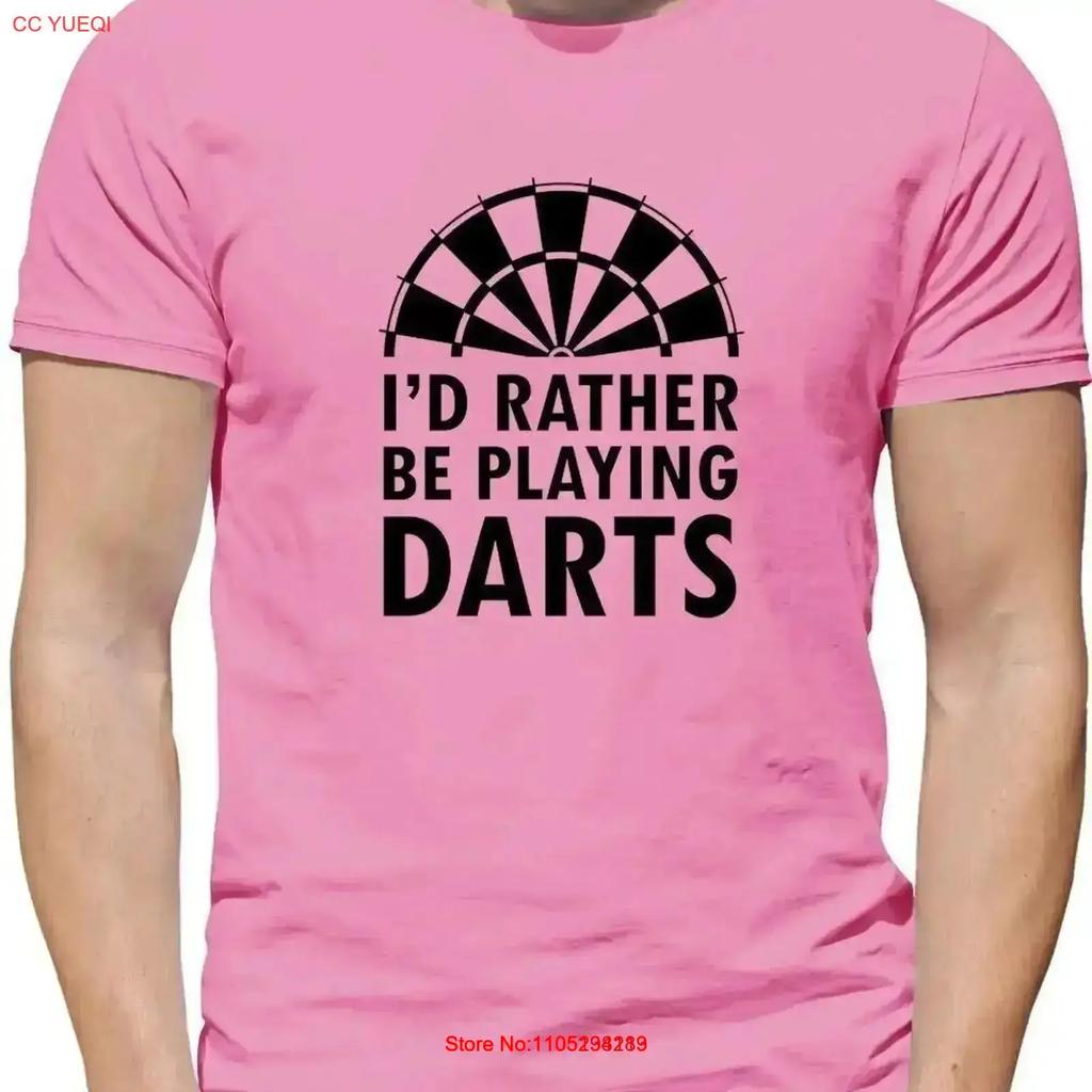 Id Rather Be Playing Darts Mens T Shirt Bullseye 180 Dart Littler Gerwen vintage Washed Stylish Versatile homme vintage