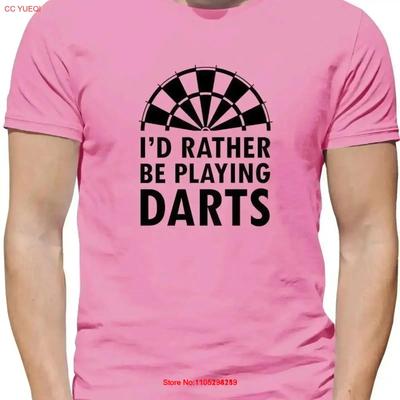 Id Rather Be Playing Darts Mens T Shirt Bullseye 180 Dart Littler Gerwen Vintage Washed Stylish Versatile Homme Vintage