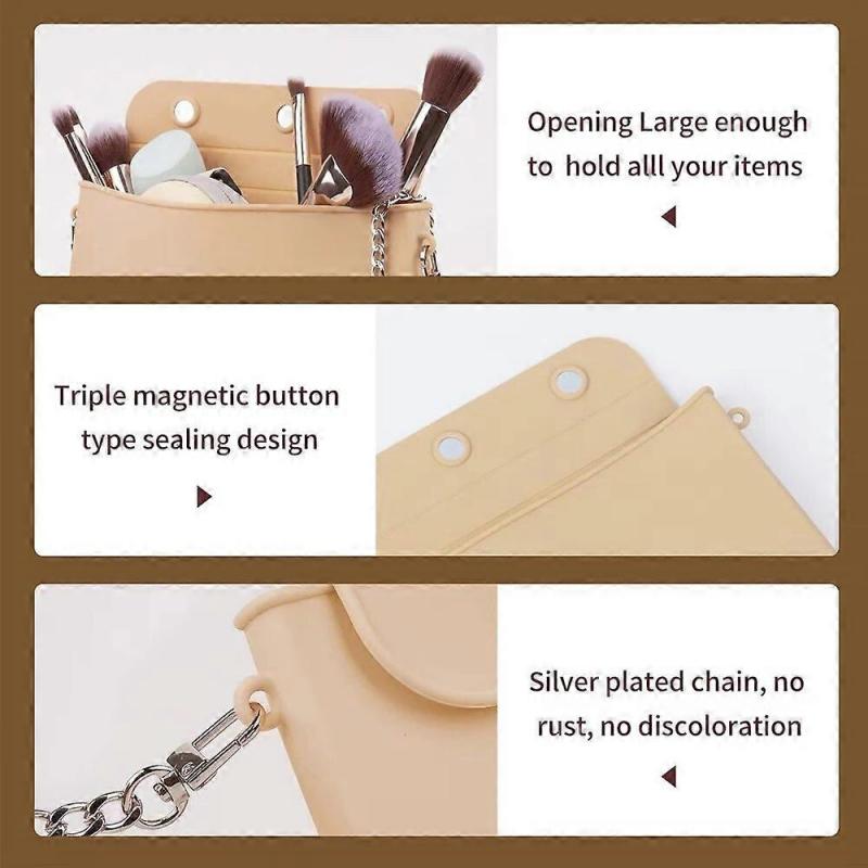 2 in 1 Silicone Makeup Bag Premium Travel Makeup Brush Holder Suitable for Most Beauty Brushes Travel Case Beauty Cosmetic Bag