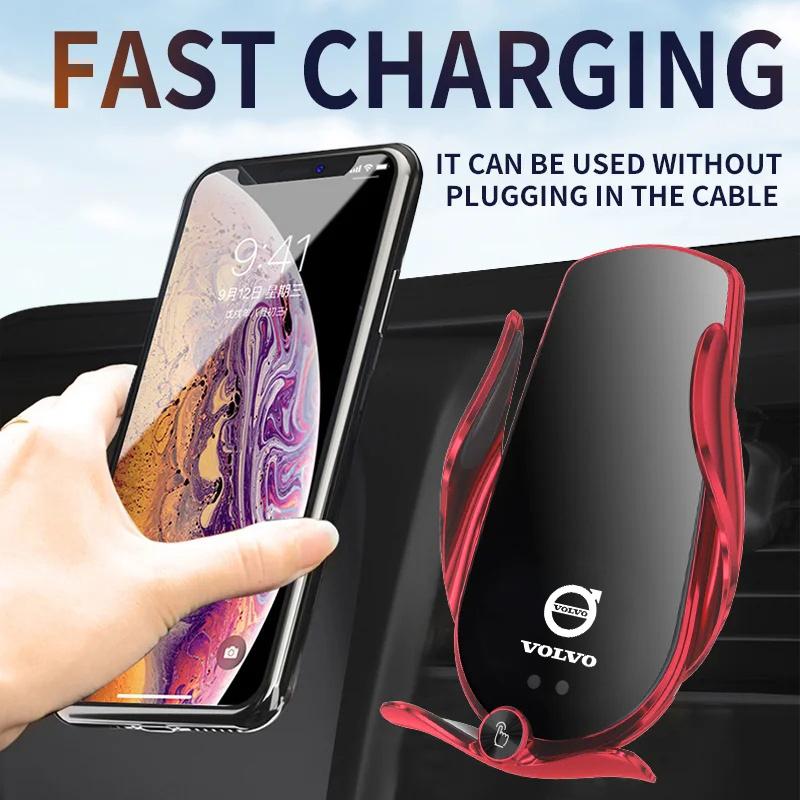 Car Wireless Charger Phone Holder Auto Charging Portable Bracket For Volvo RDesign AWD V70 XC60 S60 V60 V40 XC90 S80 Accessories