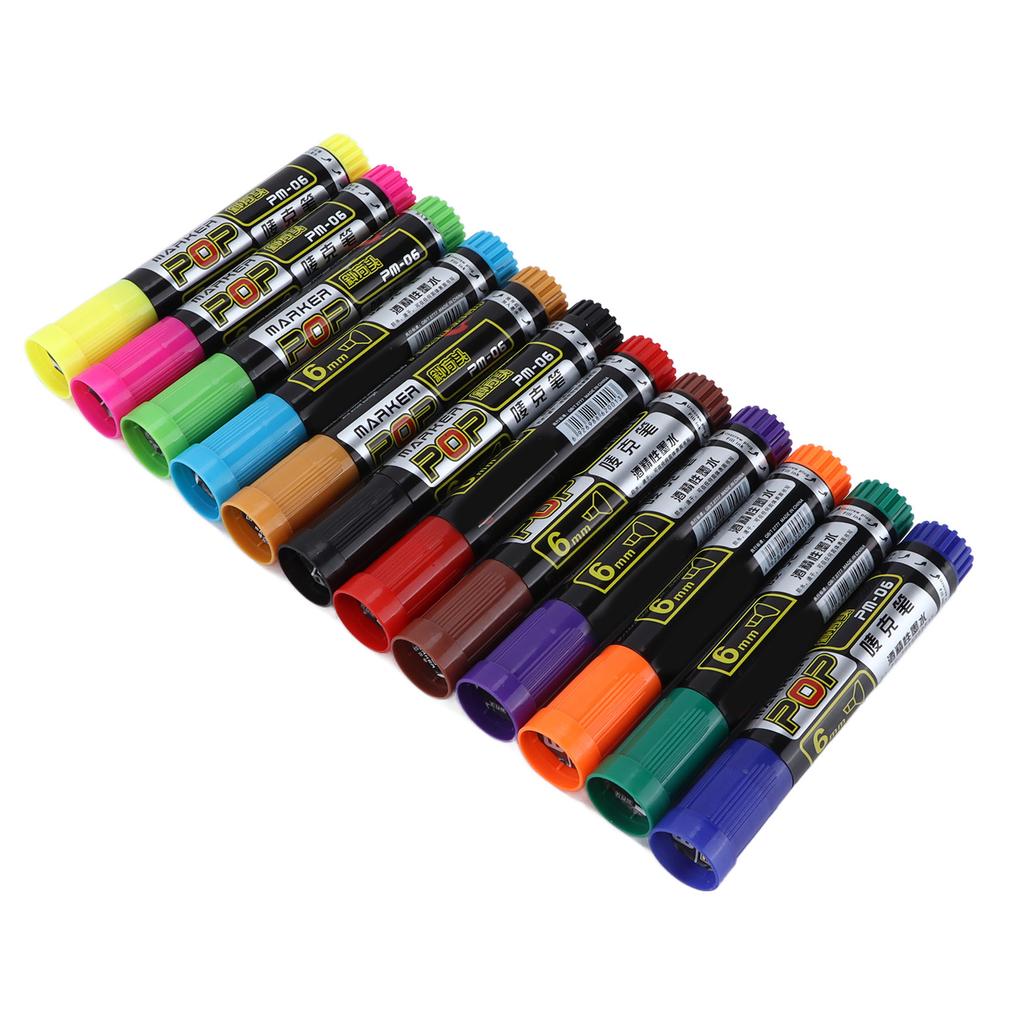 12Pcs Permanent Markers Dry Quickly Waterproof Bright Colors Fade Resistant Marker Pen Set for Painting Graffiti