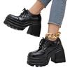 Sommer neue Außenhandel Übergröße dicksohlige wasserdichte Tisch dicker Absatz Temperament vielseitige High Heel Einzelne Schuhe Schnürer kleine Lederschuhe