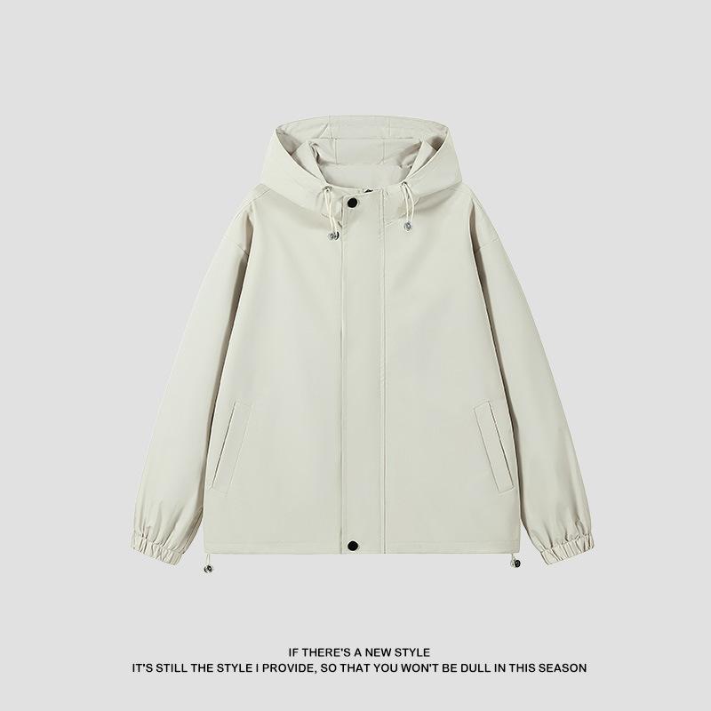 Spring and Autumn Hooded Jacket Men's Korean Style Casual Hong Kong Style Loose Couple Trench Coat Waterproof Jacket