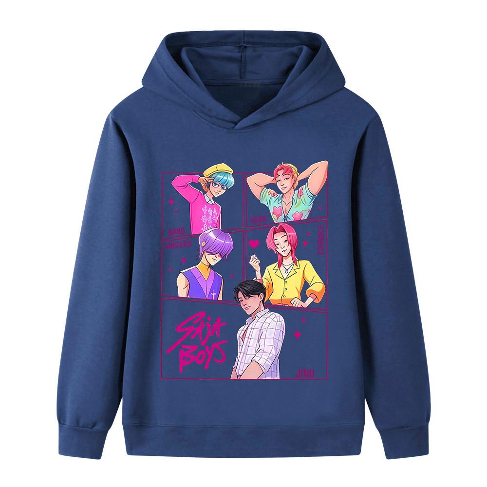 B1217 Kids Boys Girls Sajaboys Kpop Rumi Zoey Mira Print Long Sleeves Hoodie