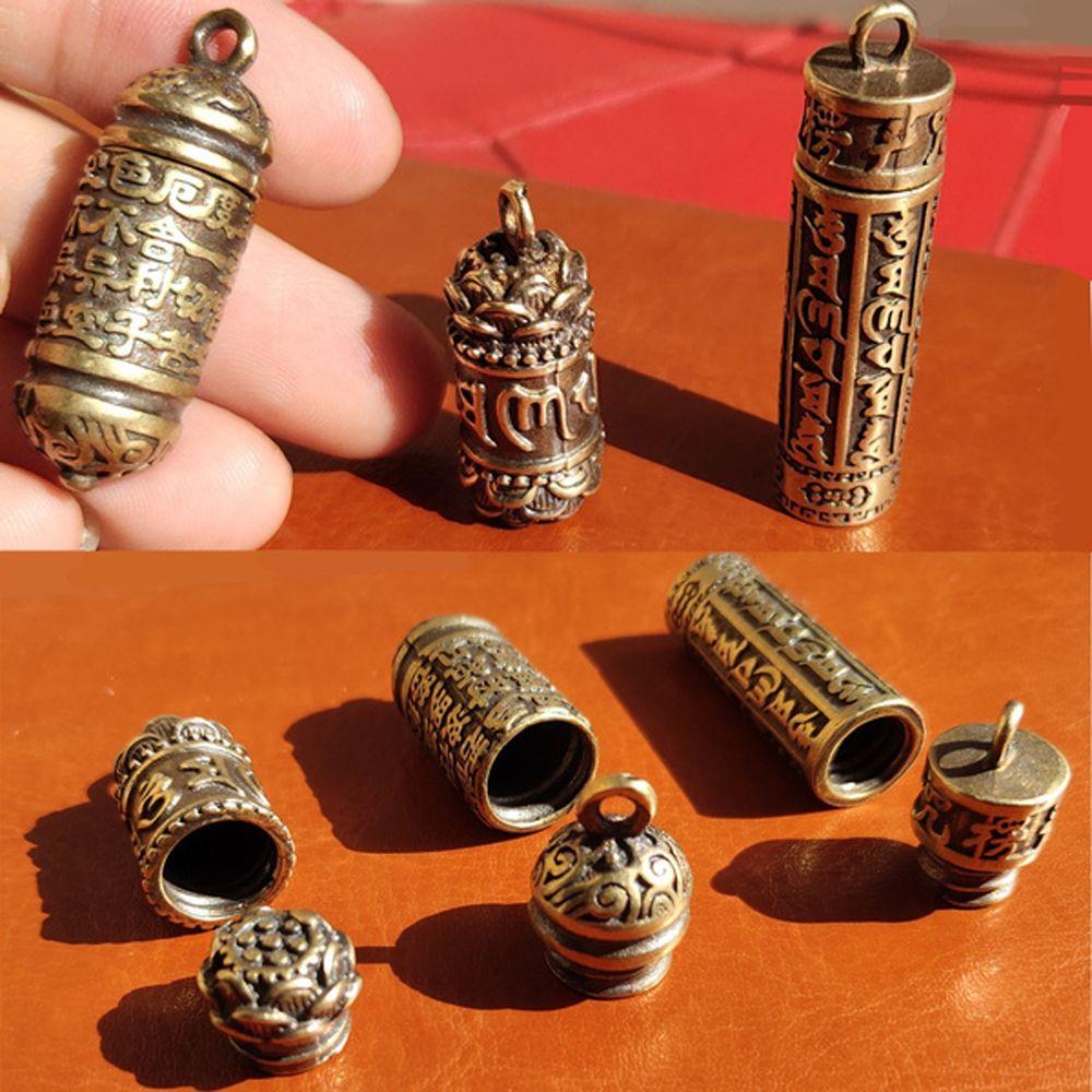 Cylindrical Box Openable Medicine Pill Box Buddhist Pendant Travel Pill Case Necklace Pendant