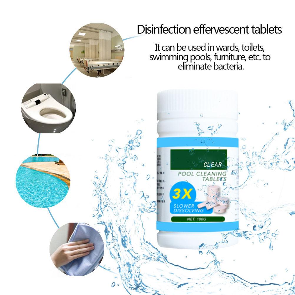 Pool Effervescent Tablets Swimming Pool Chlorine Tablet with Floating Chlorine Dispenser Box for Home Pool Tubs Spas