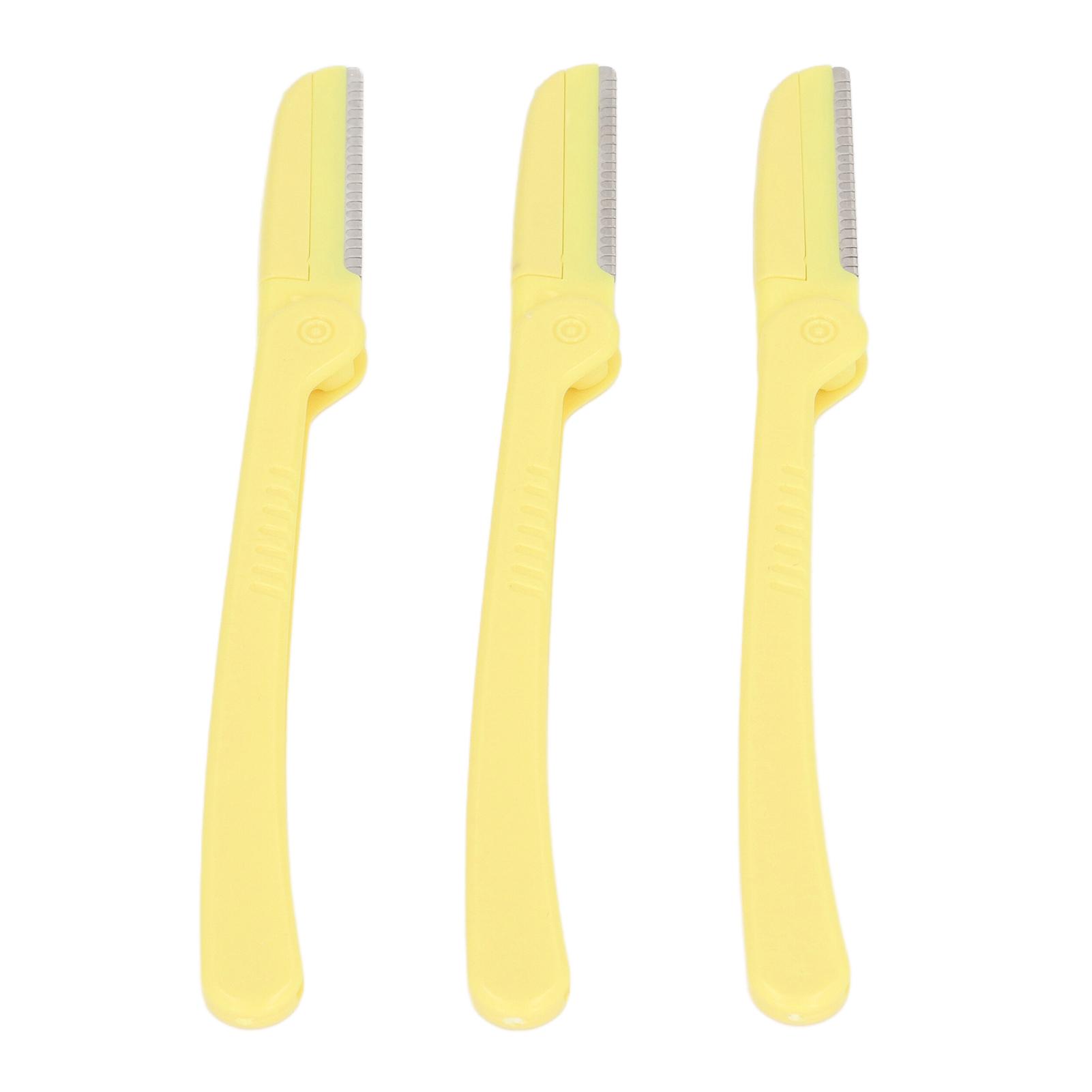 

Набор из 3 шт., милый мультяшный узор, портативная бритва для лица для всех типов кожи, розовый жёлтый