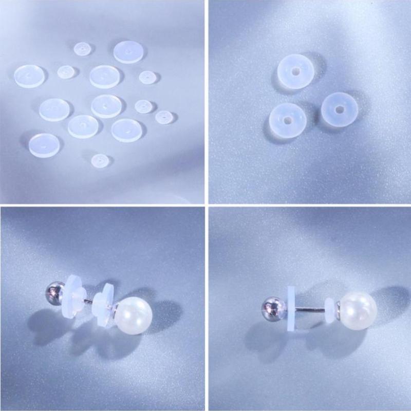 60 x 3/5/7/9 mm transparente Scheibenpads, Stabilisator, Kunststoff-Ohrring-Rückenstopper, transparente Silikon-Ohrring-Rückseite für Piercing-Beulen